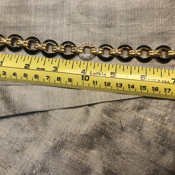 Black Gold w/rhinestones Bracelet! Stunning! Looks feels real! Women Gift! - Picture 4 of 13
